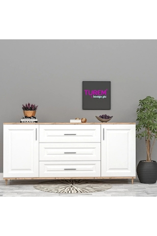 Çiçek Membran Kapak Konsol Mdf Beyaz