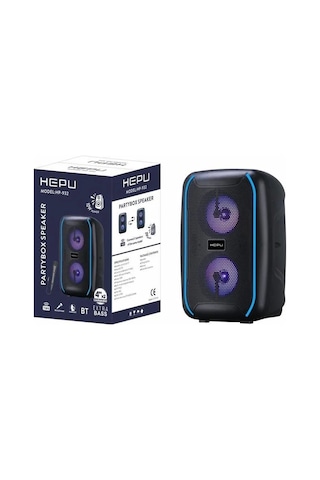 Hepu HP-932 Taşınabilir Işıklı Kablolu Mikrofonlu Bluetooth Hoparlör Siyah