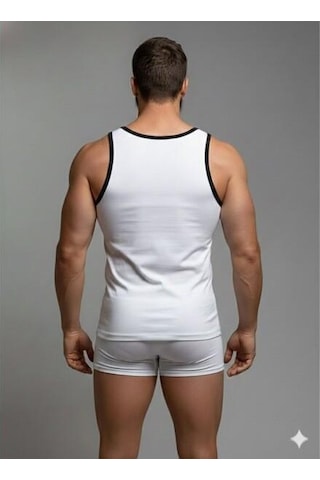 Erkek Beyaz Tank Top Boxer Takım Çok Renkli