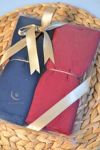 Bilenler Bambu Kraş Şal 75x210 Cm Nefes Alabilir, Terletmez, Tok Duruşlu Mevsimlik Kumaş 2'li Kutu Bordo