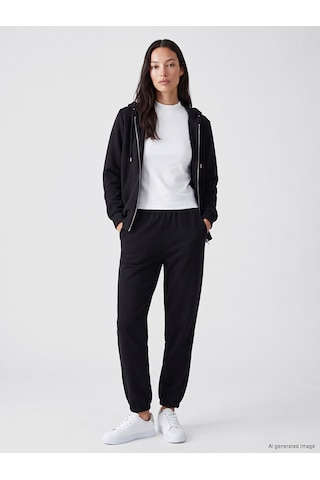 LC Waikiki Lc Waıkıkı Siyah Beli Lastikli Kadın Jogger Eşofman Altı