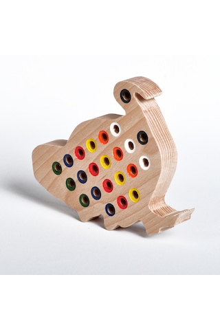Ahşap Eğitici Doğal Renkli Tavuk Tak Çıkar Montessori Oyuncak