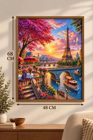 Paris'te Akşamüstü 1000 Parça Puzzle Eyfel Kulesi Manzaralı Yüksek Baskı Kaliteli 48 X 68 Cm Puzzle