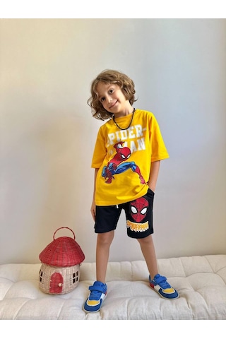 Jolly Kids Erkek Çocuk Basklı Şortlu Takım 3-10 Yaş Sarı