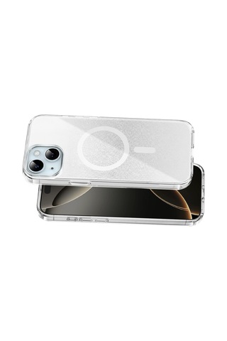 Onegif Apple iPhone Uyumlu 14 Sora Simli Magsafe Kapak - Beyaz Kod: 7812