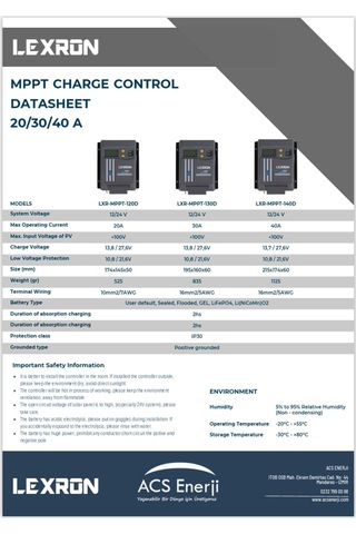 Mppt 40 A Amper 12 / 24 V Volt Şarj Kontrol Cihazı Regülatörü