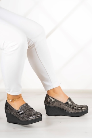 Erkan Saçmacı Taylor Gümüş Yılan Hakiki Deri Dolgu Topuklu Günlük Ayakkabı Gümüş