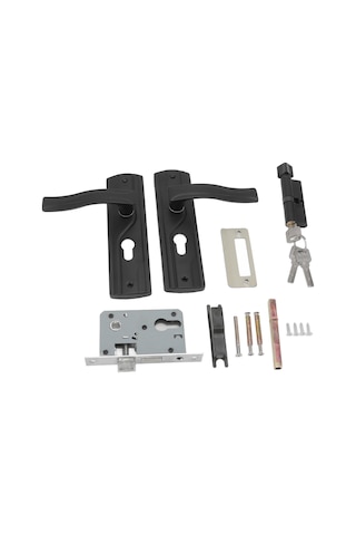 Vkemall Ev İç Kapısı Kilidi Seti - Sessiz Mangan Çelik Kollu, Ev Odaları/ofisler İçin Evrensel Siyah Kilit 3.5-5cm Kalınlık Uyumlu