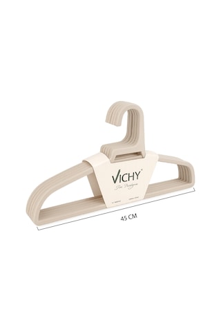 Vichy 5 Li Kaymaz Yüzeyli Askı 45 Cm Bej Renk Elbise & Ceket Askısı Vch-7025 Beyaz