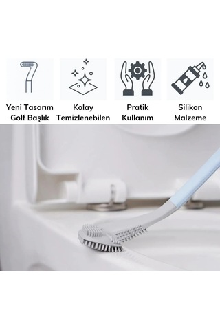 Golf Tasarımlı Silikon Wc Klozet Mutfak Temizlik Fırçası Kanca Hediyeli Belirtilmemis