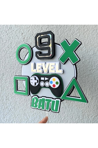 Video Game Temalı Erkek Çocuk Doğum Günü İsme Özel 3d Pasta Parti Süsü Cake Topper Çocuk