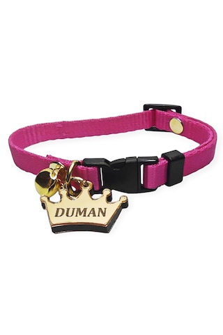 İsimli Kedi Tasması , Kedi İsimlik , İsme Özel Tasma , Fuşya Renk