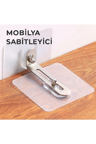 Mobilya Sabitleme Aparatı Devrilme Karşıtı Güçlü Yapışkanlı Deprem Ve Çocuk Güvenlik Seti Şeffaf