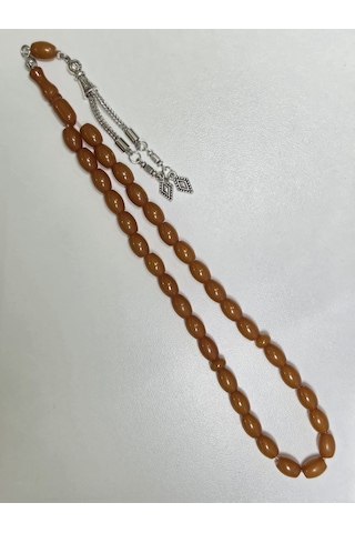 Mışmışi Renk Sıkma Kehribar Tesbih Püsküllü Fıçı Kesim 7 X 10 Mm