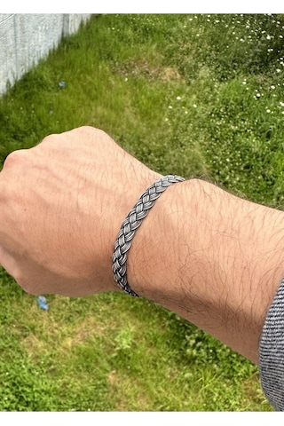 Kazzaze Oksitli Gümüş Kazaziye Dört Sıra Örgü Bileklik BIL031