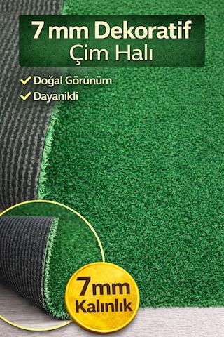 7 Mm Dekoratif Çim Halı Doğal Görünüm, Pratik Kullanım 400 x 500
