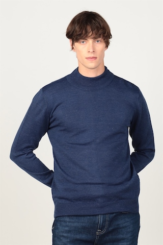 Tudors Slim Fit Dar Kesim Yarım Balıkçı Yaka Düz Erkek Kazak-25698 Lacivert