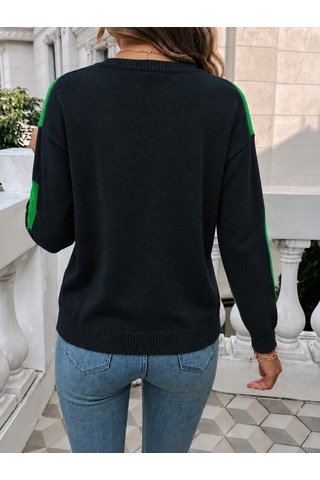 Adisia Kadın Uzun Kollu Bisiklet Yaka Triko Bluz Yeşil