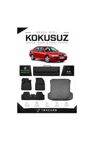 Skoda Octavia 1997 Model Aracınıza Özel 4d Karbonlu Kauçuk Paspas Takımı Ve Bagaj Havuzu