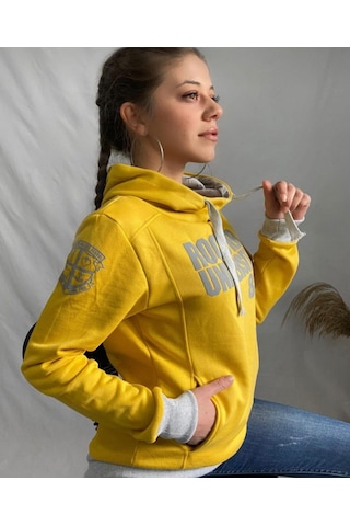 Kapüşonlu Unisex Sweat Sarı