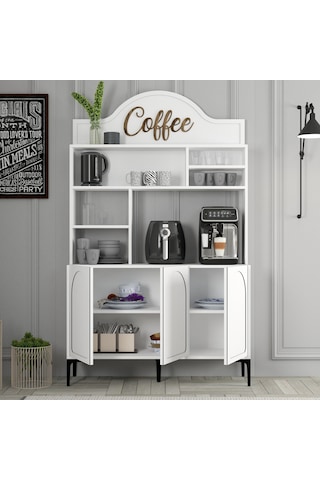 Lyon Kahve Köşesi 120cm - Beyaz / Siyah