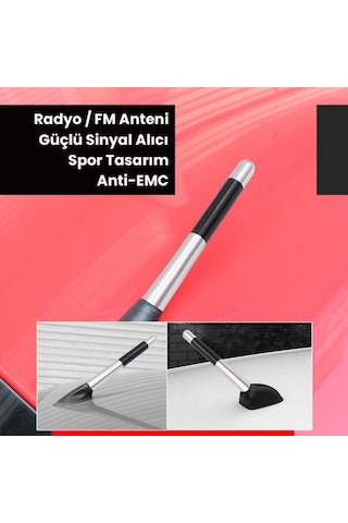 Karbon Alüminyum Spor Oto Anten 12cm Universal Evrensel Kısa Araç Anteni Gümüş Siyah Vidalı Set Gmax