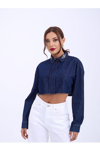 Gülsüm Aydın 6603 Kot Bluz-mavi Mavi