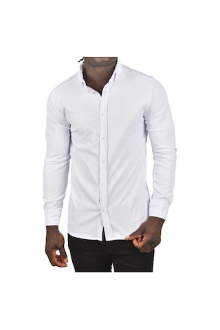 Deepsea Erkek Beyaz Fitilli Uzun Kollu Gömlek 2500805 Beyaz