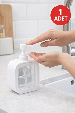 1 Adet Kare Sıvı Sabunluk Şeffaf Gövdeli Basmalı Sıvı Sabun & Deterjan Dispenseri Diğer