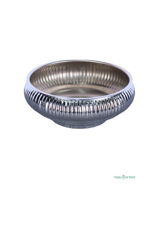 Yapay Çiçek Sitesi Metal Dekoratif Çizgili Ufo Saksı 8 Cm Gümüş