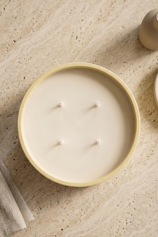 Kafna Beyaz Sabun Kokulu Büyük Boy Dekoratif Beton Mum - %100 Soya Wax Sarı