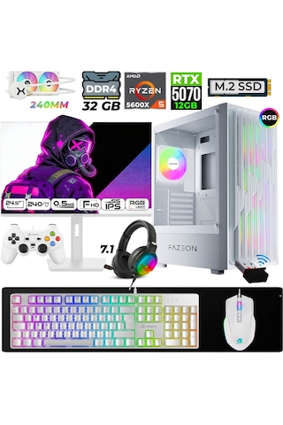 Fazeon Astra X340 R5-5600X 32 GB 1 TB M.2 NVMe SSD 12 GB RTX5070 24.5" Free Dos Masaüstü Oyuncu Bilgisayarı
