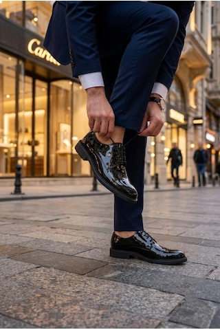 Pierre Cardin 702606 Siyah Rugan Damat Ayakkabısı Takım Ayakkabısı Erkek Klasik Ayakkabı