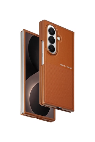Samsung Galaxy Uyumlu Z Fold 8 Ultra Kılıf High Pu Deri Hdd Hbc-482 Siachen Case Kahverengi