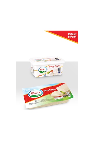 Ekici Taze Kaşar Peyniri 600 Gr + Ekici Süzme Peynir 400 Gr 2'li Lezzet Paketi