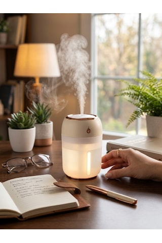 Ultrasonik Sessiz Hava Nemlendirici - Rose Gold Detaylı Buhar Makinesi 330 Ml