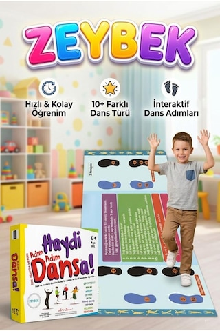 Haydi Dansa Zeybek Dans Matı 130x70 Cm Adım Adım Eğitici Halk Dansı Öğretim Oyunu