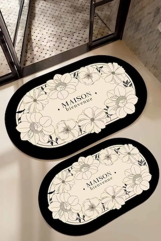 Dijital Kaymaz Yıkanabilir İkili Modern Banyo Paspası Banyo Halısı