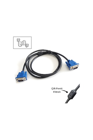 Gabble 1.5m Vga Kablosu 3+2 Lux - Çift Ferrit Filtreli Hd Monitör/projeksiyon Uyumlu