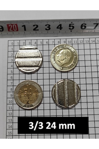 100 Adet 3/3 Çeltikli 24/2 Mm Oyun Makineleri & Langırt Jetonu