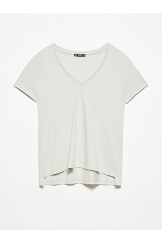 Dilvin 3470 %100 Pamuk V Yaka Basic T-shirt-gri
