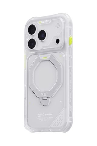 Apple iPhone 18 Pro Uyumlu Kılıf M-safe Şarj Özellikli Standlı Skinarma Saturn Kapak Beyaz