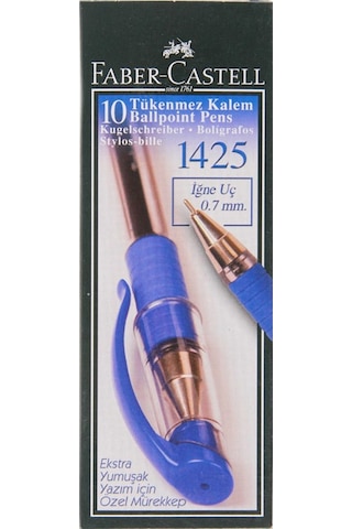 Faber Castell 1425 Tükenmez Kalem 0.7 MM İğne Uçlu Mavi 10'lu