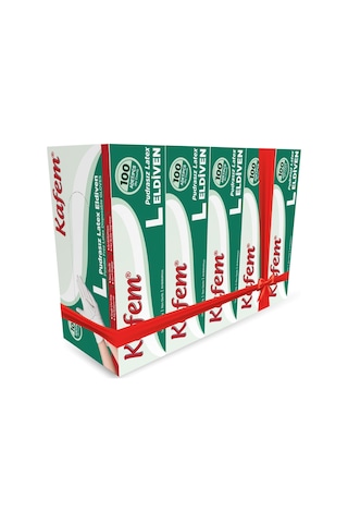 Kafem Beyaz Lateks Eldiven Pudrasız (L) 100 Lü X 5 Paket
