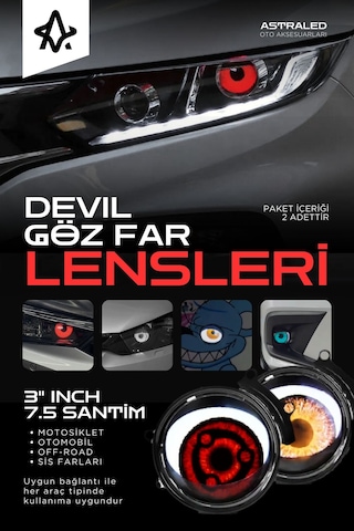 Otomobil Motosiklet Far Lensi Animasyonlu Göz Hareketli Wifi 3 Inch Ambiyans Aydınlatma 2 Adet