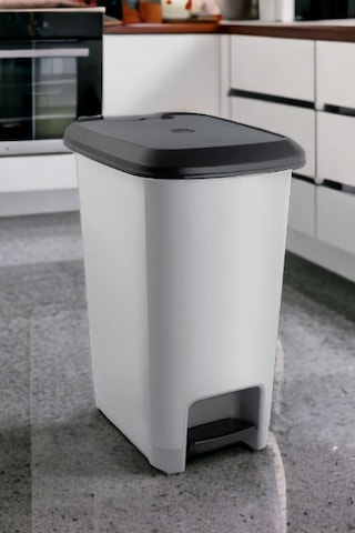 Melkan Home Slim Pedallı Çöp Kovası 60 Litre & Büyük Boy Pedallı Çöp Kovası Gri Metalik Gri Genel