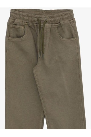 Erkek Çocuk Pamuklu Rahat Kalıp Bel Paça Lastikli Pantolon-14580 Haki