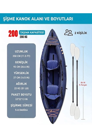 2 Kişilik Şişme Kano 350 93 37cm