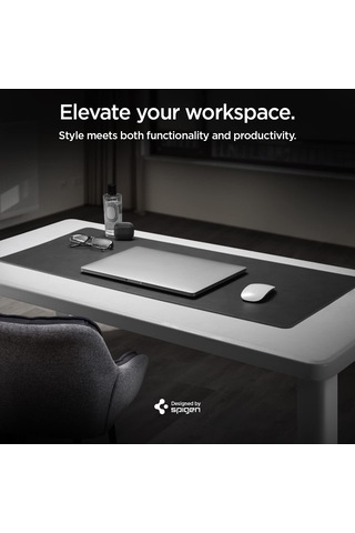 Spigen Regnum Büyük Boy 90x40cm Mouse Pad Vegan Deri Ld302 Siyah - App04762 Spigen Tr