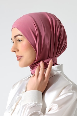 Kadın Çıtçıtlı Bağlamalı Tesettür Hazır Pratik Şal Pembe